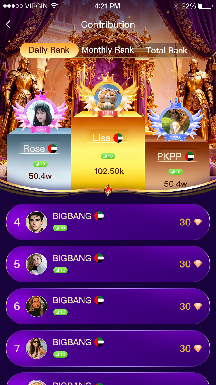 BogoLive coin contribution leaderboard